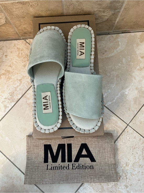 MIA Shoes - MIA Women's Limited Edition Sage Green Suede Slide Mules Sandals